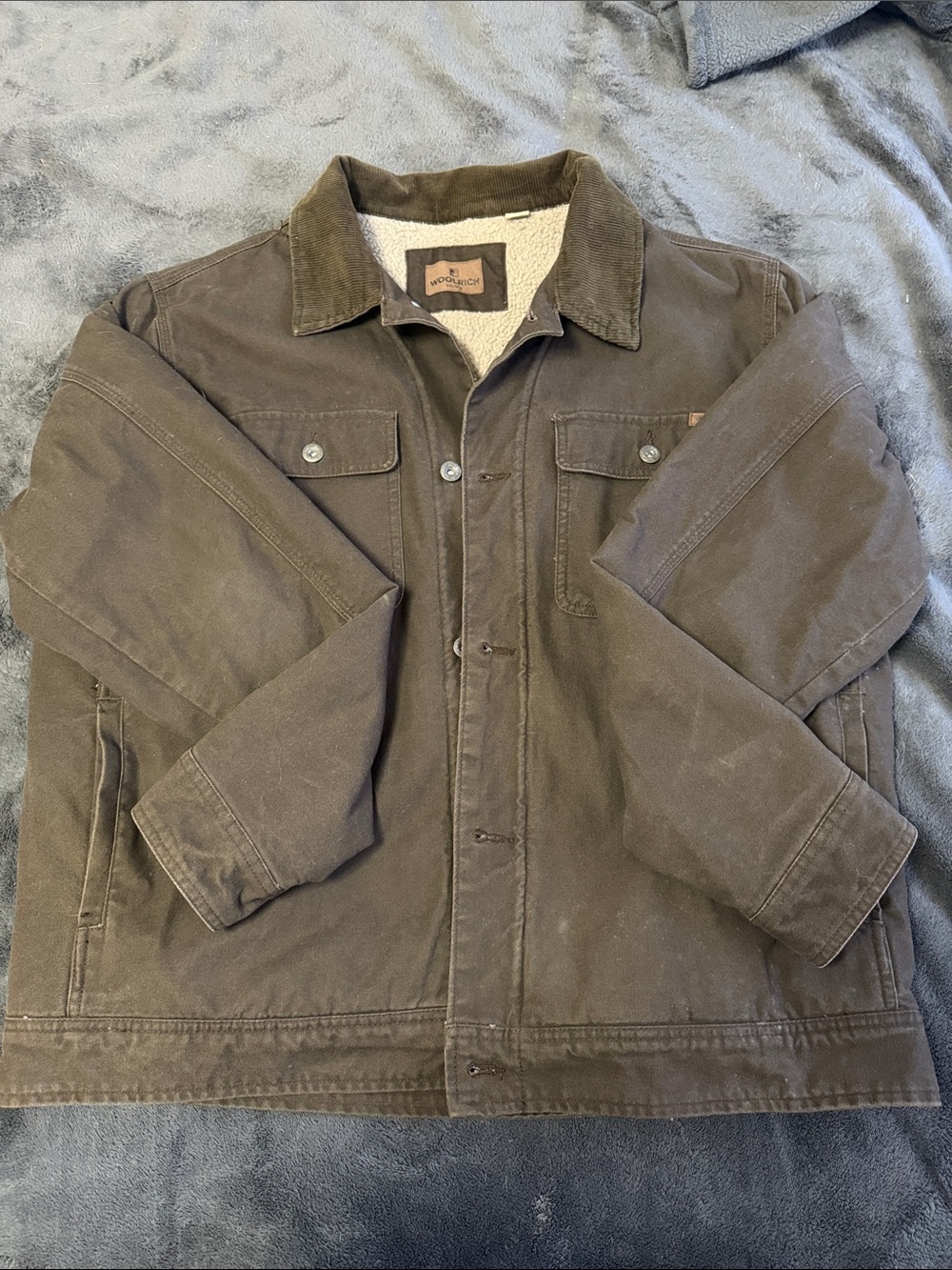 Men's Woolrich Brown Sherpa-Lined Work Jacket